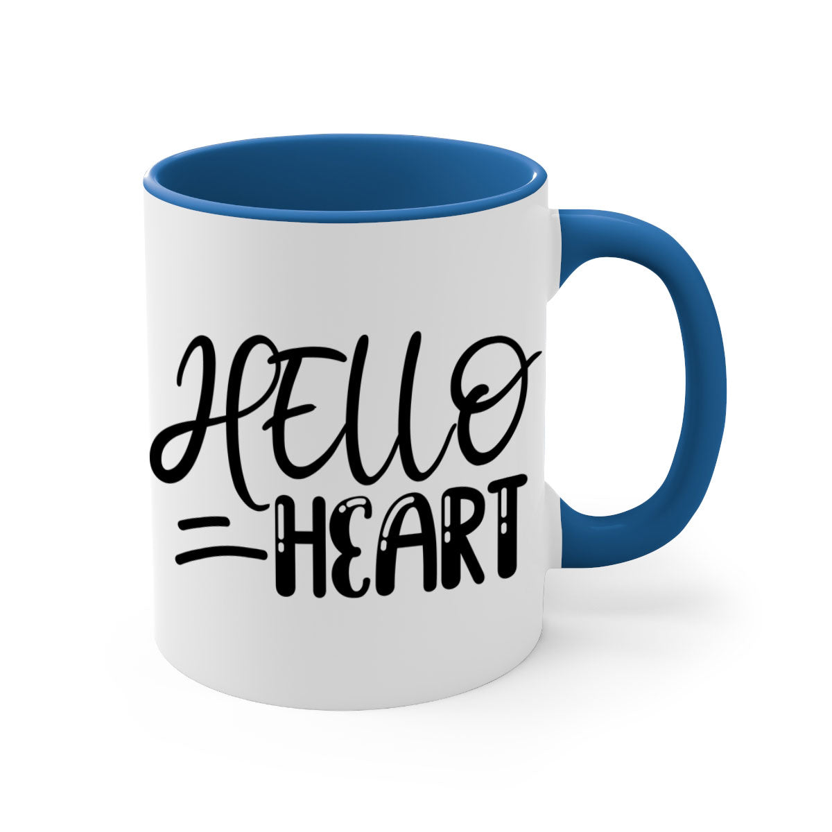 HELLO HEART 220# Mug featuring a glossy finish, colored handle, and interior, available in five vibrant colors.