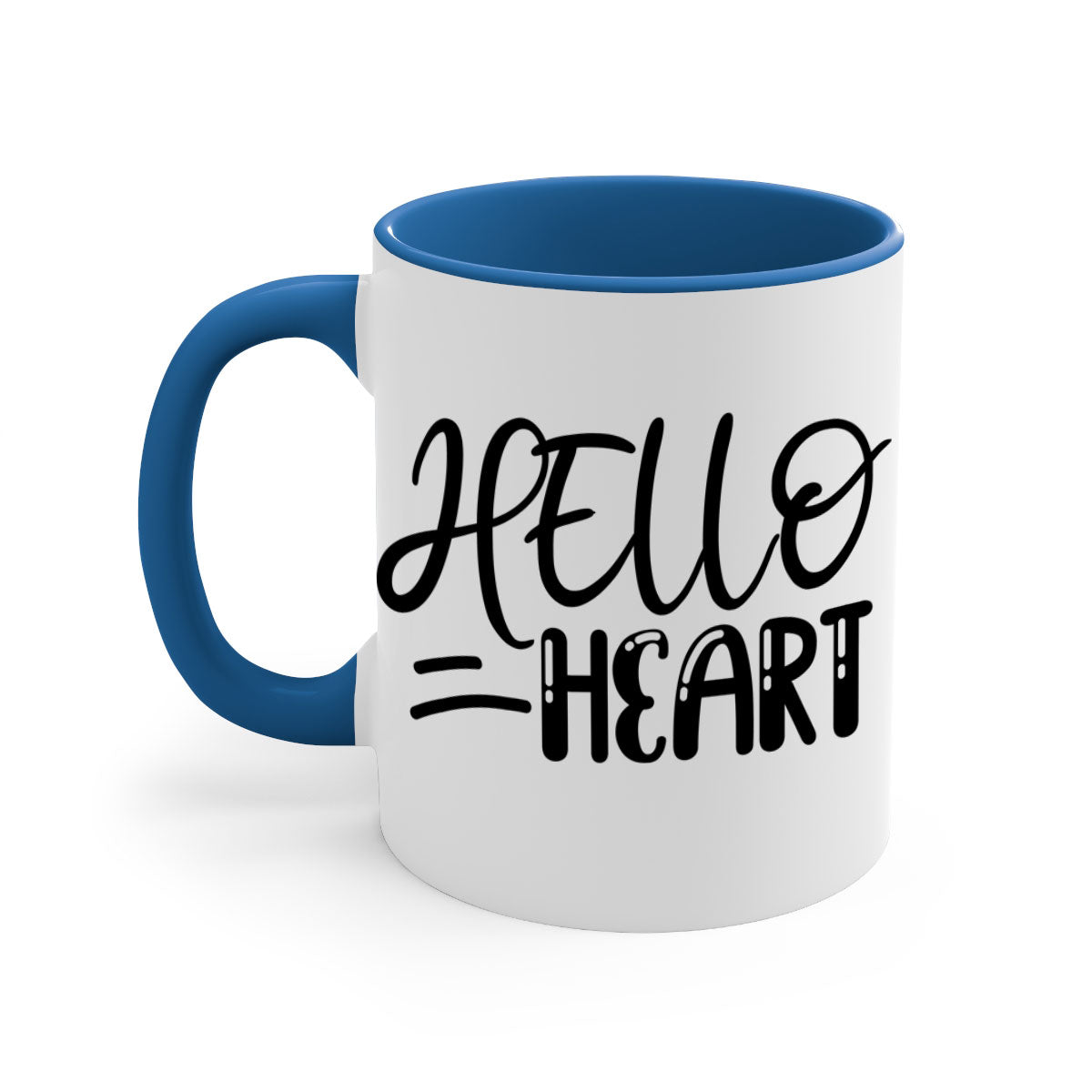 HELLO HEART 220# Mug featuring a glossy finish, colored handle, and interior, available in five vibrant colors.