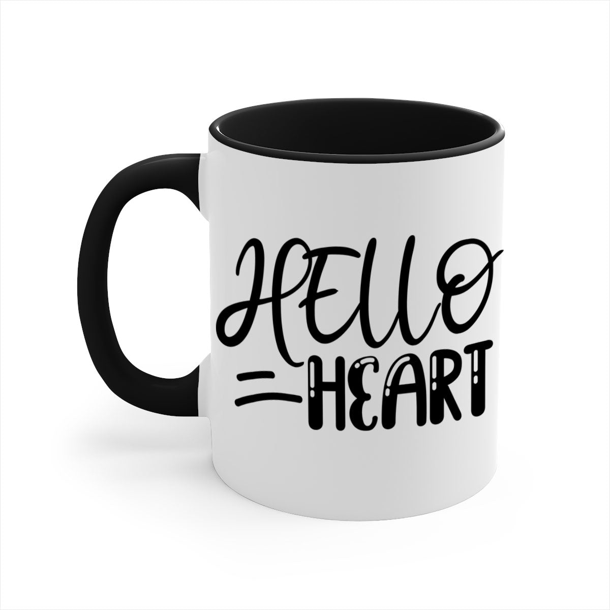 HELLO HEART 220# Mug featuring a glossy finish, colored handle, and interior, available in five vibrant colors.