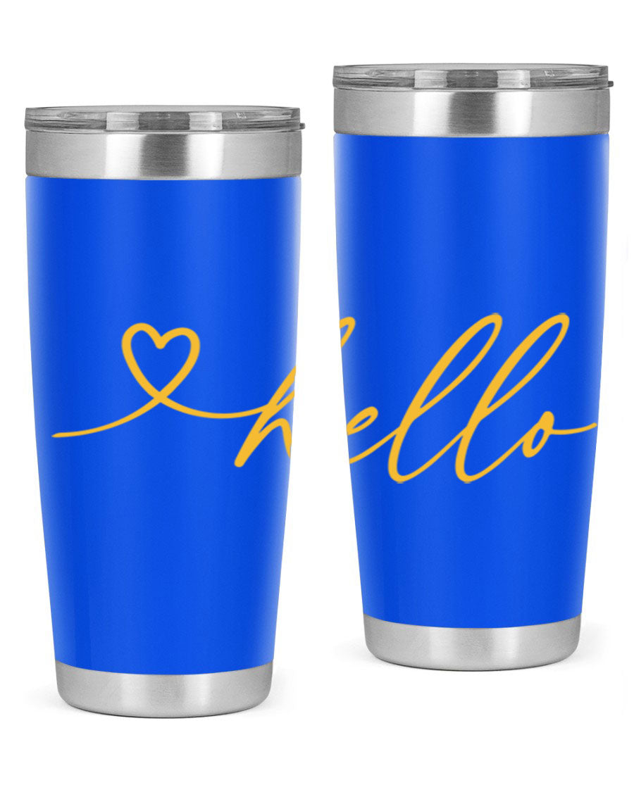 Hello heart183# Spring Tumbler in stainless steel with a sleek design, perfect for hot and cold beverages.