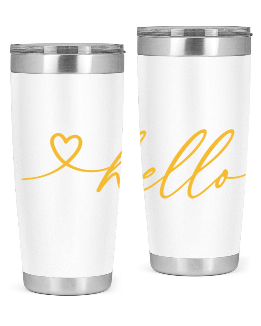 Hello heart183# Spring Tumbler in stainless steel with a sleek design, perfect for hot and cold beverages.