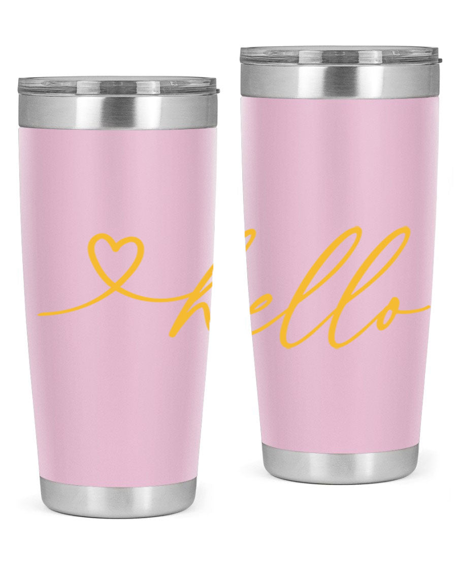 Hello heart183# Spring Tumbler in stainless steel with a sleek design, perfect for hot and cold beverages.