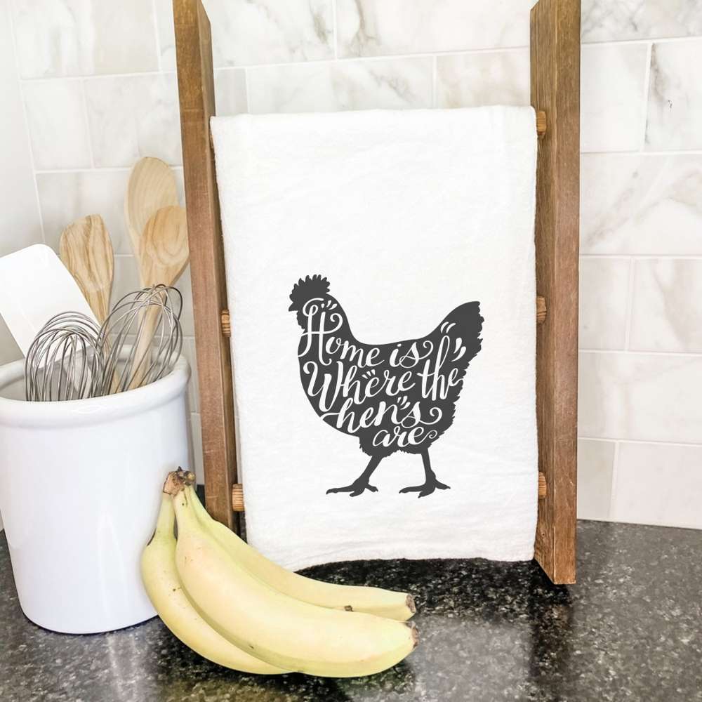 Home is Chicken Cotton Tea Towel featuring vibrant designs and absorbent fabric, perfect for kitchen use.