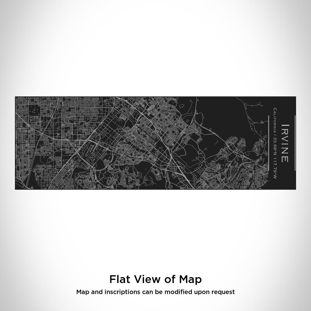 Matte black insulated cup featuring a custom engraved map of Irvine, California with coordinates.