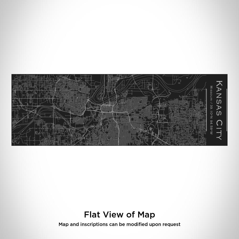 Matte black insulated cup featuring a custom engraved map of Kansas City, Missouri with coordinates.