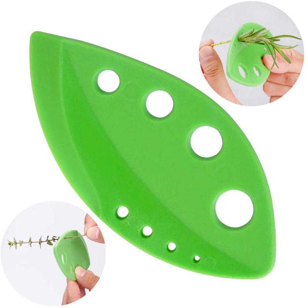 A Leaf Separator tool designed to strip leaves from stems quickly, featuring a handheld design and curved edge for chopping.