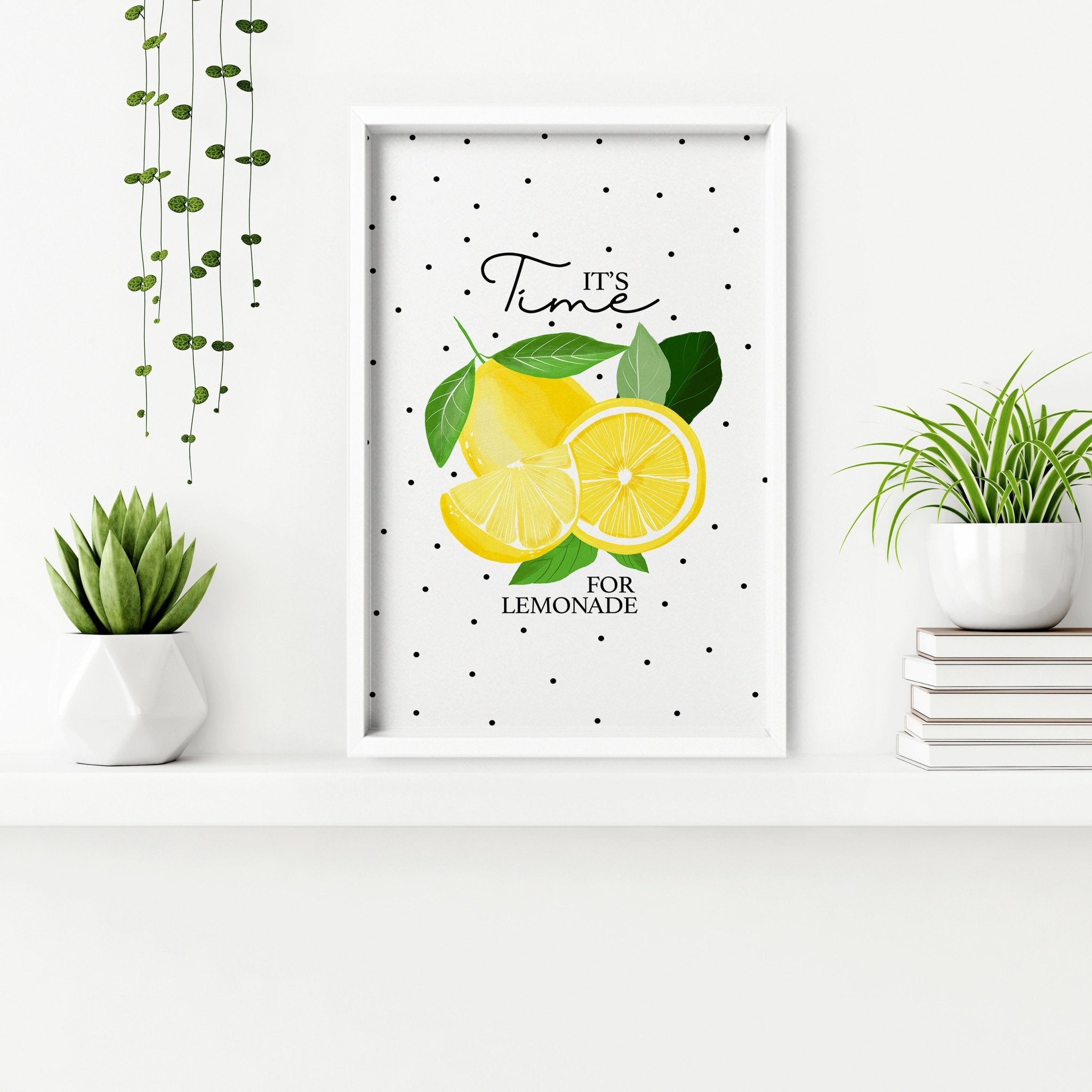 Set of 2 wall art prints featuring vibrant lemon illustrations on premium paper, perfect for kitchen decor.