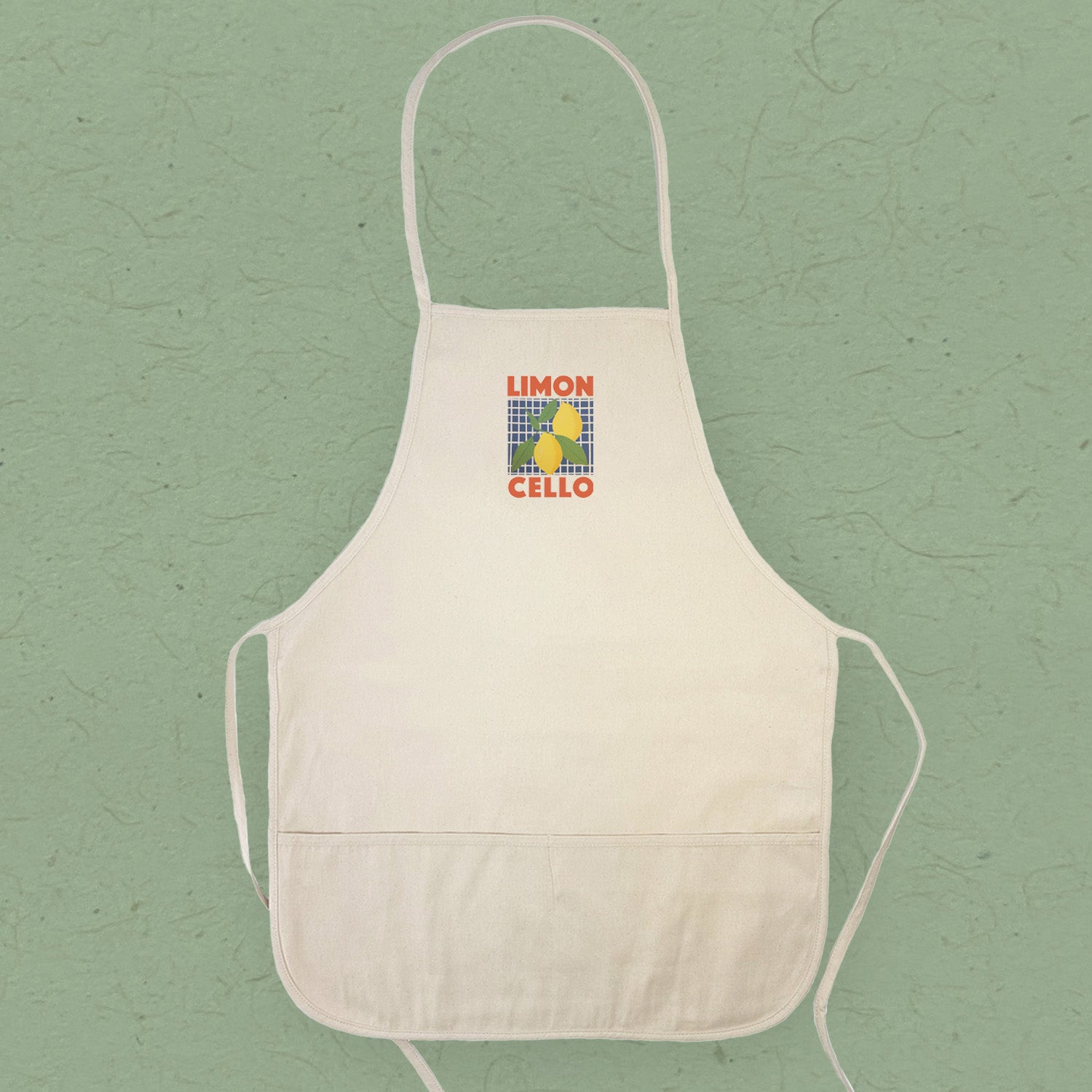 Limoncello Women's Apron featuring elegant design, adjustable neck, and divided front pocket, made from durable cotton canvas.