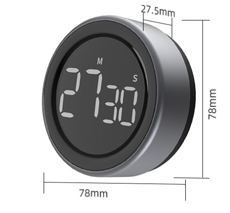 Magnetic Digital Timer with LED display, designed for kitchen cooking and shower timing, featuring a sleek aluminum body.