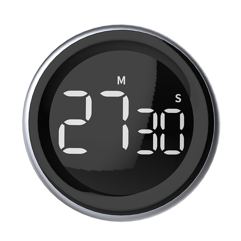 Magnetic Digital Timer with LED display, designed for kitchen cooking and shower timing, featuring a sleek aluminum body.