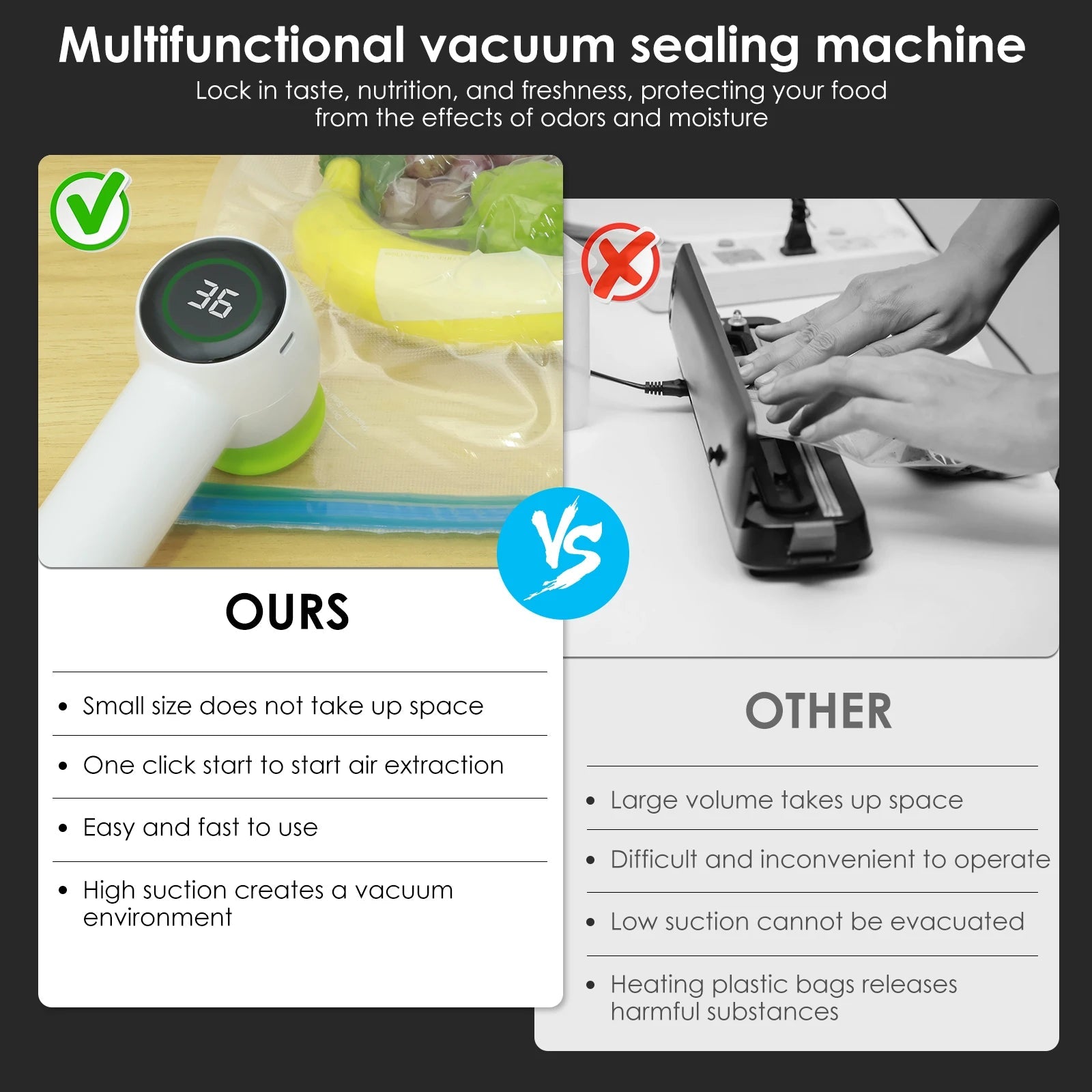 Mason Jar Vacuum Sealer Kit with display, showcasing its compact design and included accessories.