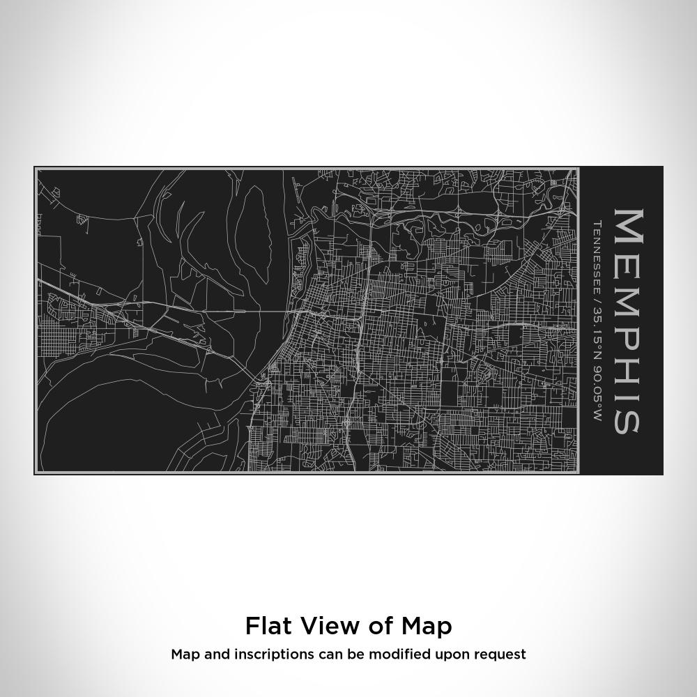 Matte black insulated bottle featuring a custom engraved map of Memphis, Tennessee with coordinates.
