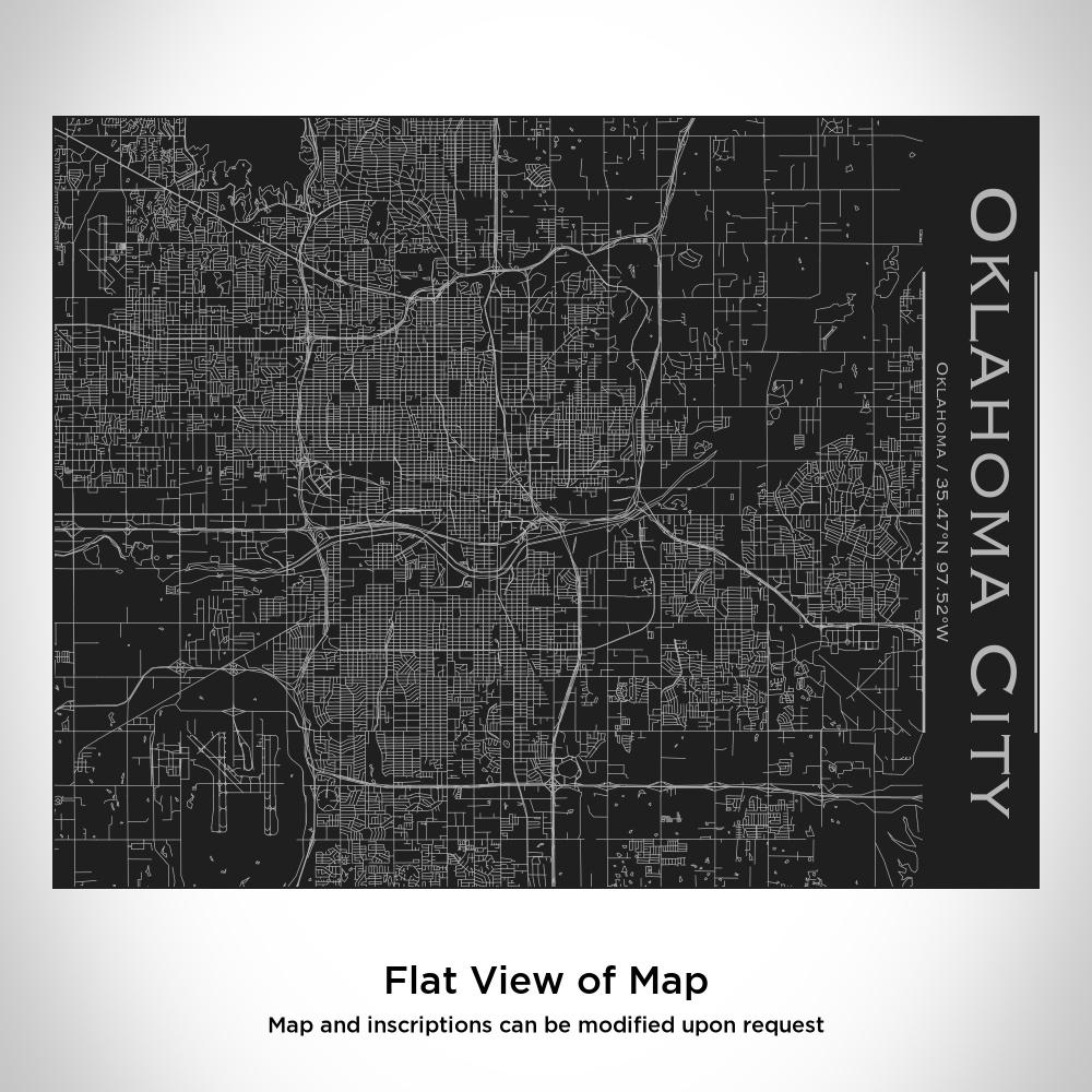 Oklahoma City Map Bottle with Bamboo Top in Matte Black, showcasing custom engraving and sleek design.