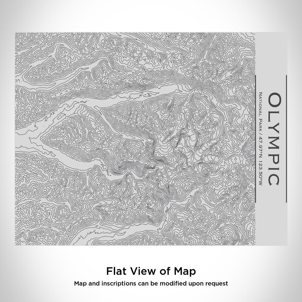 Custom engraved stainless steel bottle featuring a map of Olympic National Park with a bamboo top, perfect for outdoor adventures.