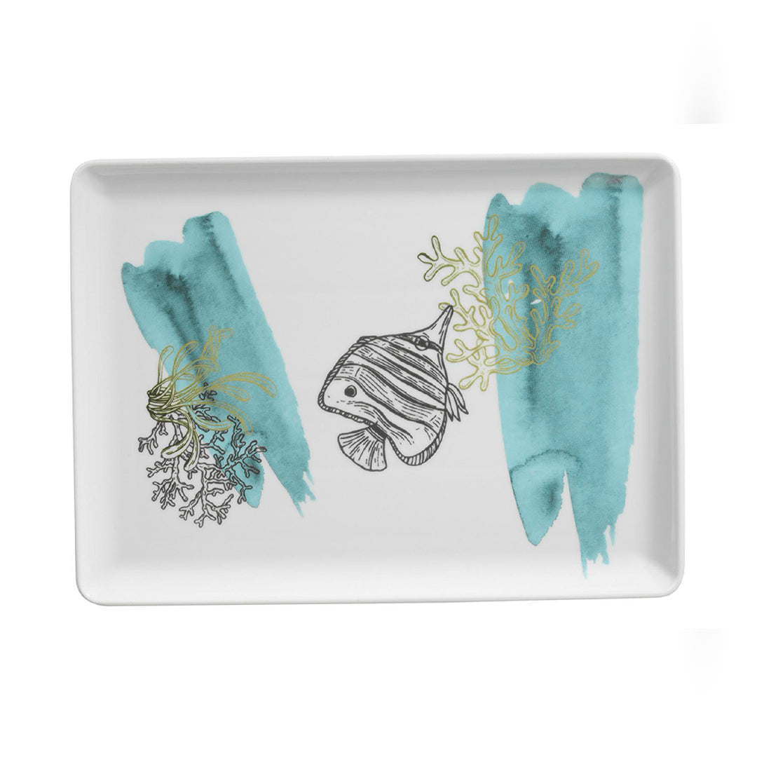 Main Porcelain Serving Plate - Rochelle, Sea Sketch - 30x22cm image