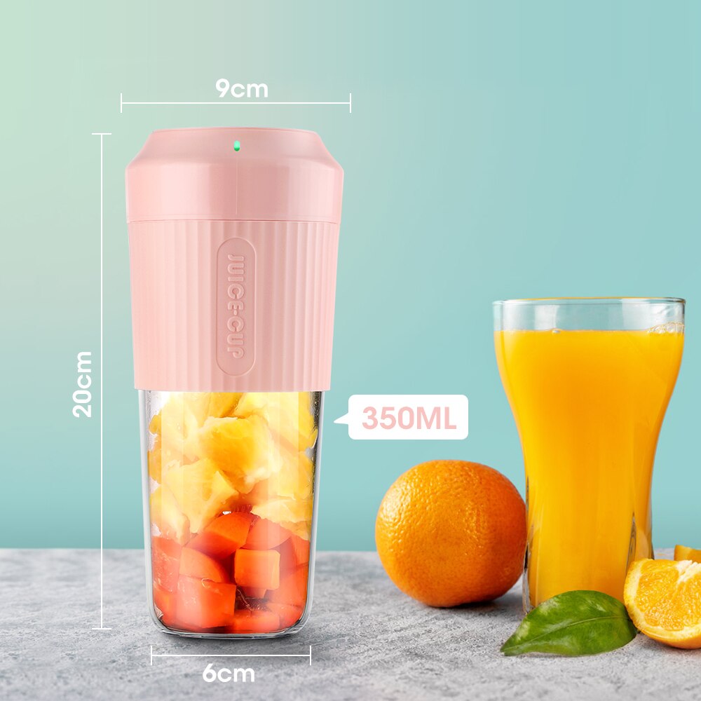 Portable Electric Juicer Cup with USB charging, showcasing its sleek design and stainless steel blade, perfect for smoothies and juices.