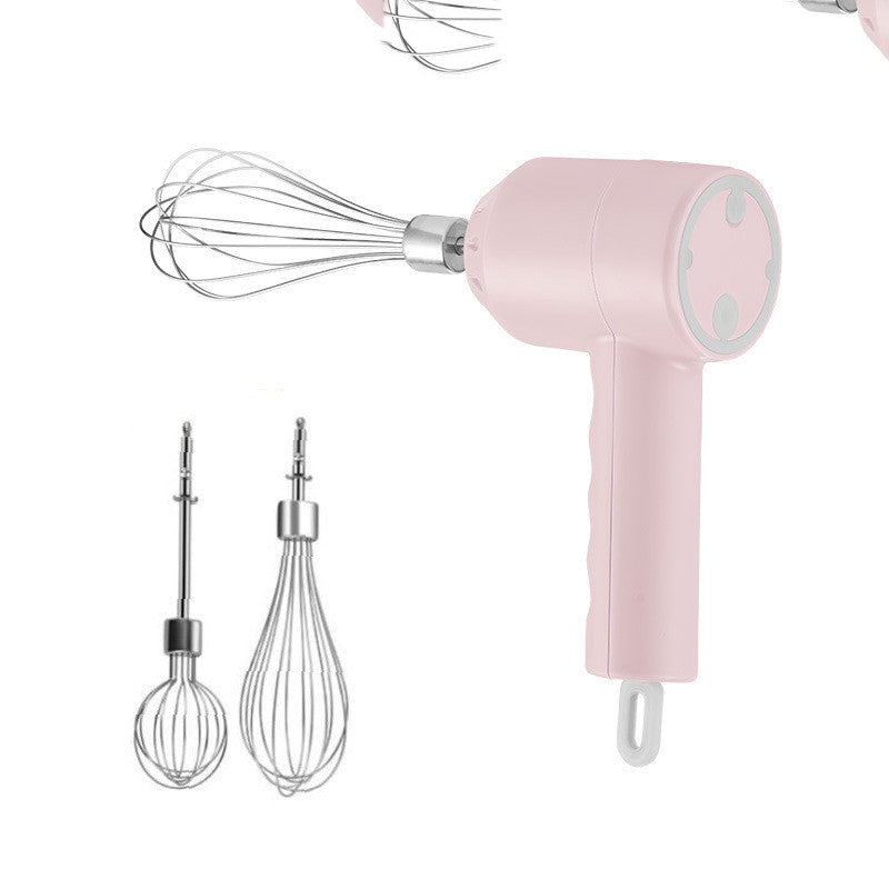 Portable Mini Wireless Electric Egg Beater with USB charging, featuring stainless steel stirrers and a lightweight design for easy mixing.