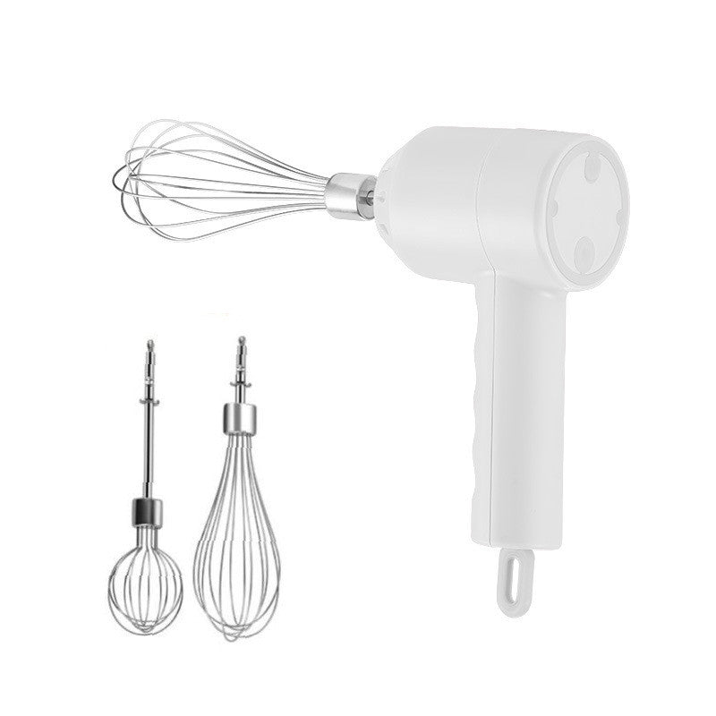 Portable Mini Wireless Electric Egg Beater with USB charging, featuring stainless steel stirrers and a lightweight design for easy mixing.