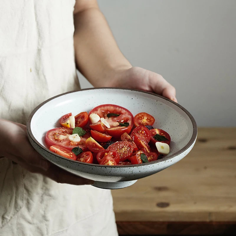 Handmade Japanese ramen bowl in green and beige colors, showcasing artisanal craftsmanship and traditional design.