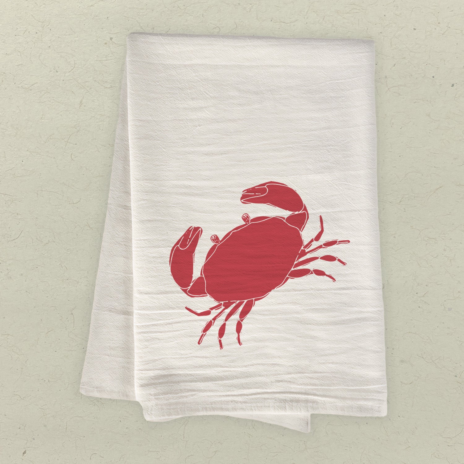 Red Crab Cotton Tea Towel featuring vibrant crab design, perfect for kitchen use.