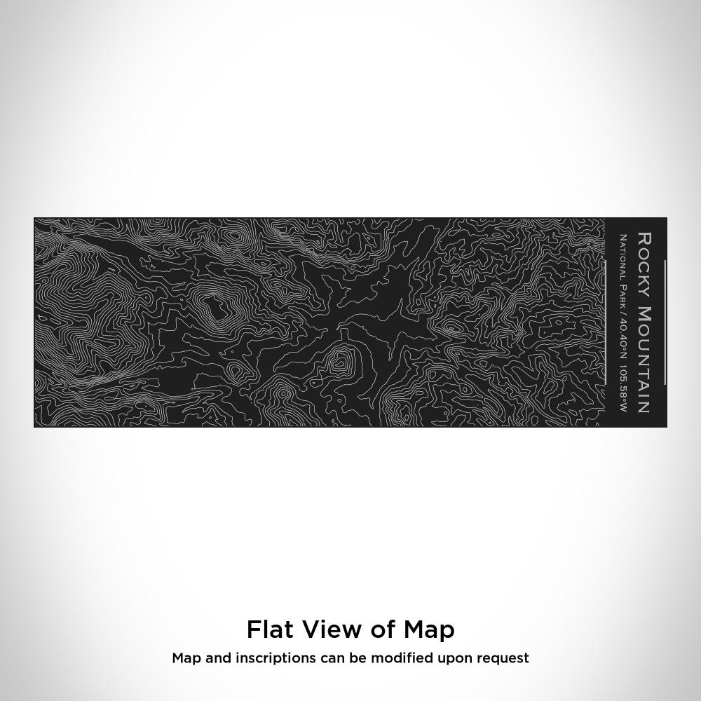 Custom engraved matte black insulated cup featuring a map of Rocky Mountain National Park, Colorado.