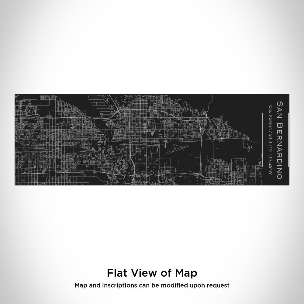 Matte black insulated cup featuring a custom engraved map of San Bernardino, California with coordinates.
