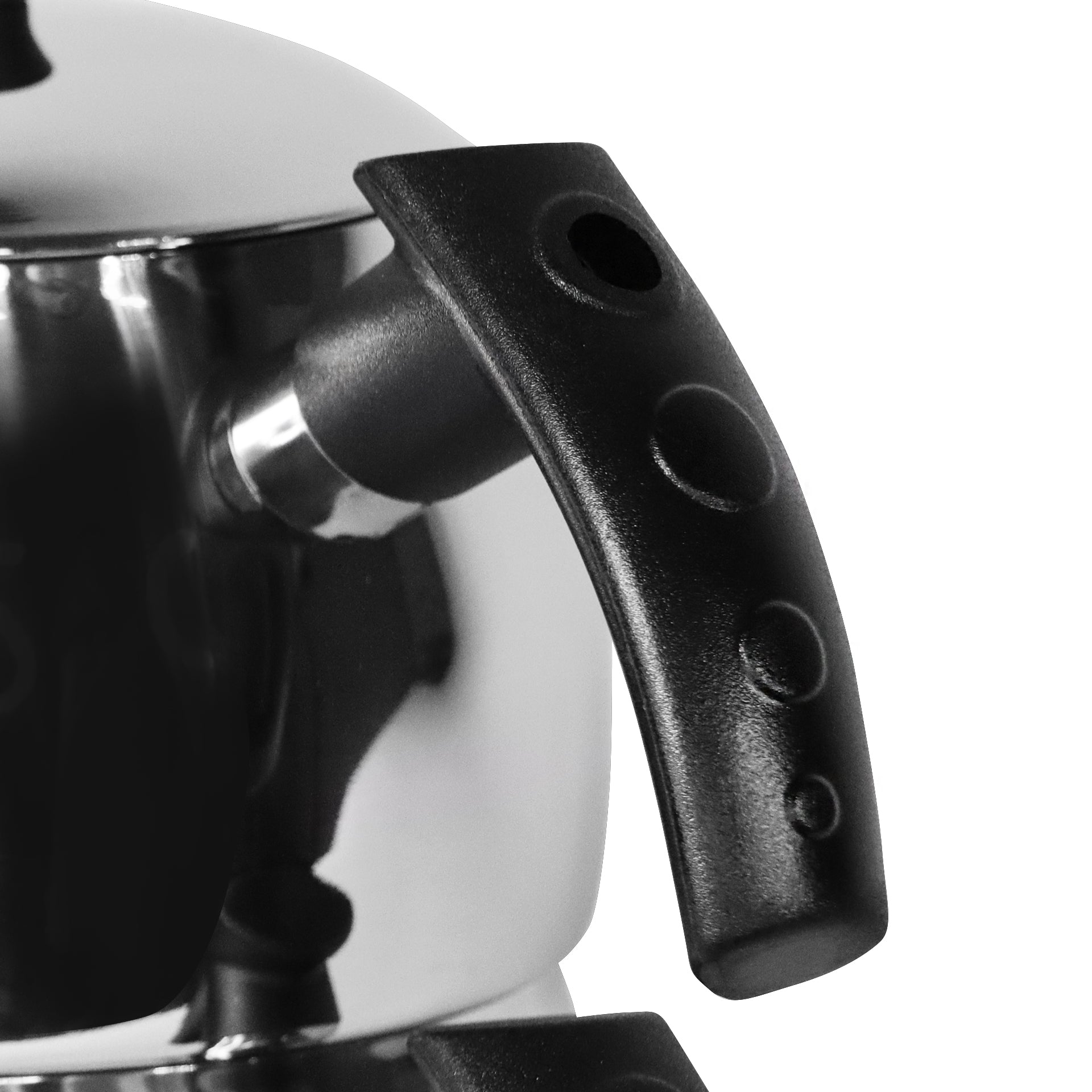 Serenk Modernist Türkisches Teekanne-Set aus hochwertigem Edelstahl, schwarz mit Bakelit-Griffen, stilvoll und funktional.