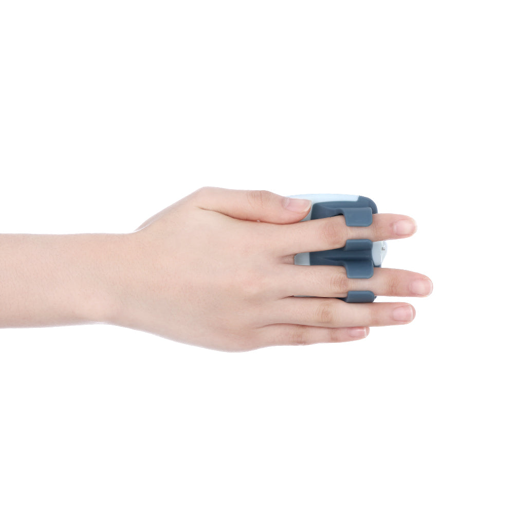 A stainless steel vegetable peeler with a finger ring design, showcasing its sharp blade and ergonomic handle for easy peeling.