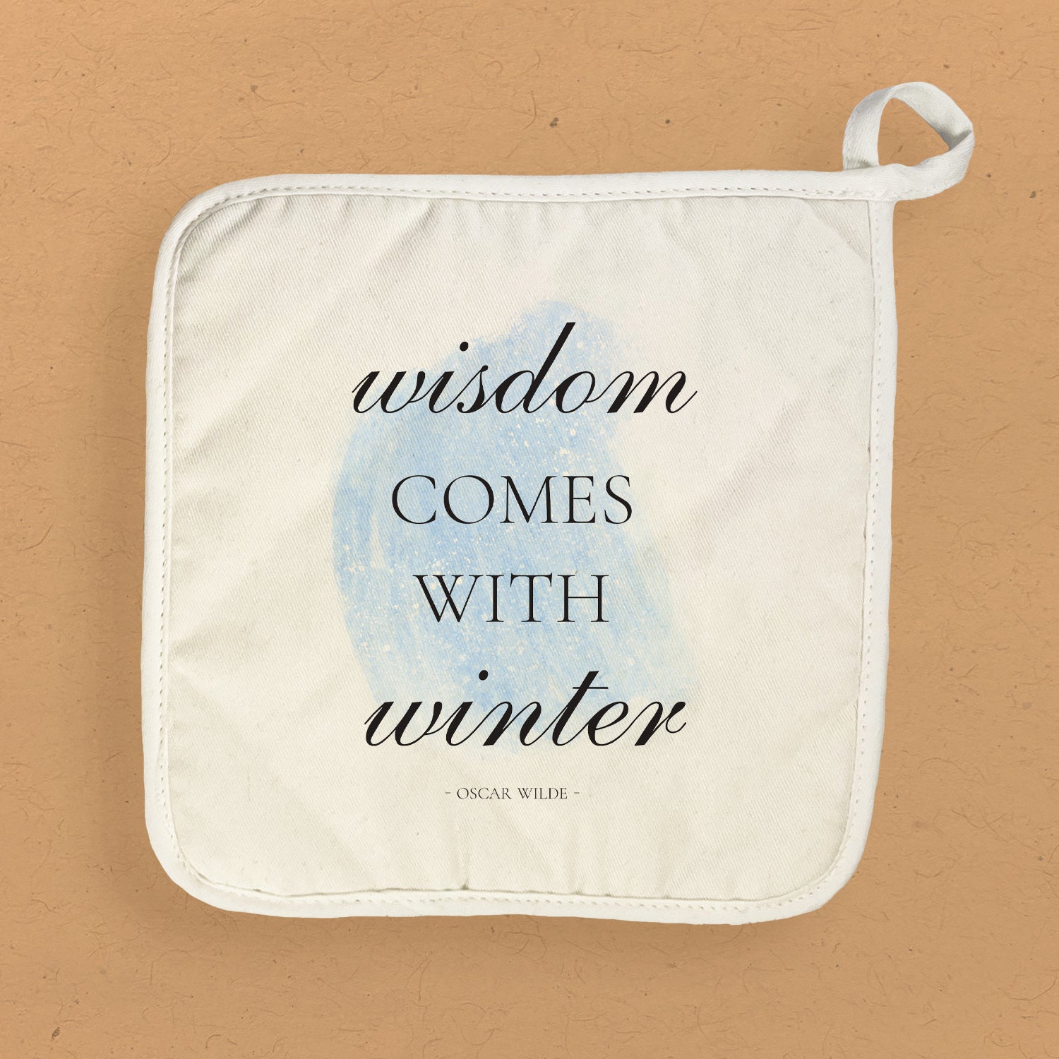 Winter Wisdom Cotton Pot Holder featuring vibrant designs and quilted terry cloth, perfect for protecting surfaces from hot cookware.