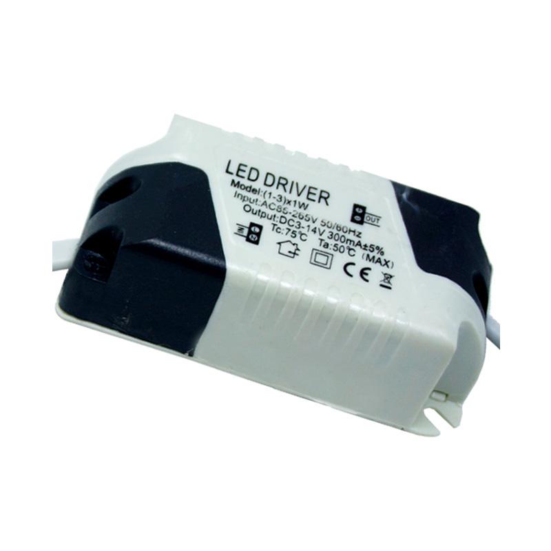 Compact 1-3W DC LED driver transformer for ceiling lights, featuring input voltage AC 110V/230V and constant output of 300mA.