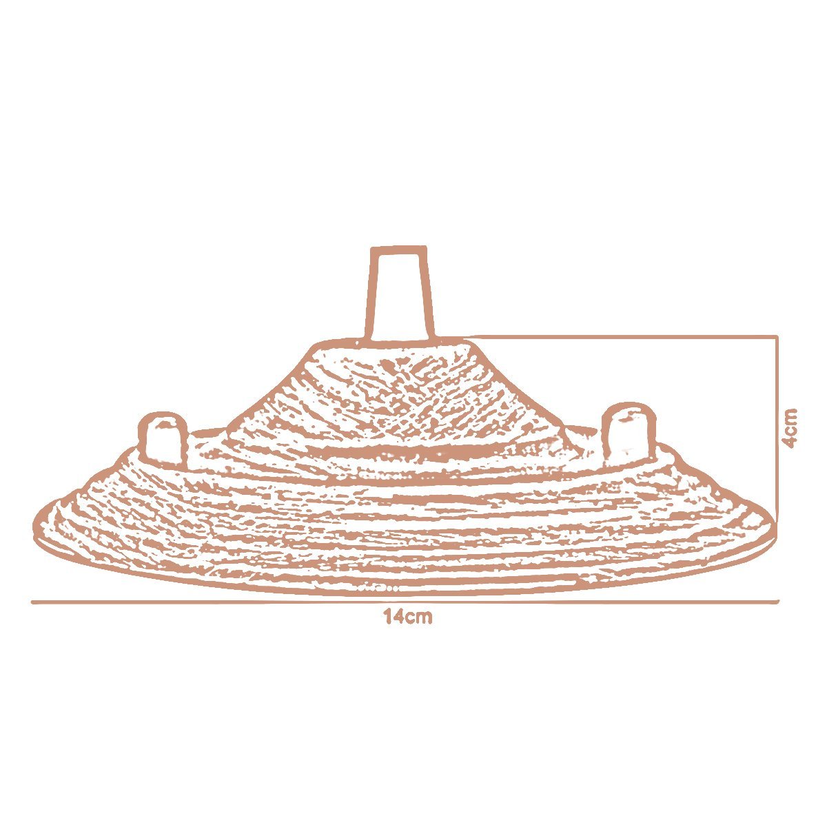 140mm Single Outlet Drop Metal Front Fitting Ceiling Rose with cord grip, showcasing its metallic finish and riveted construction.