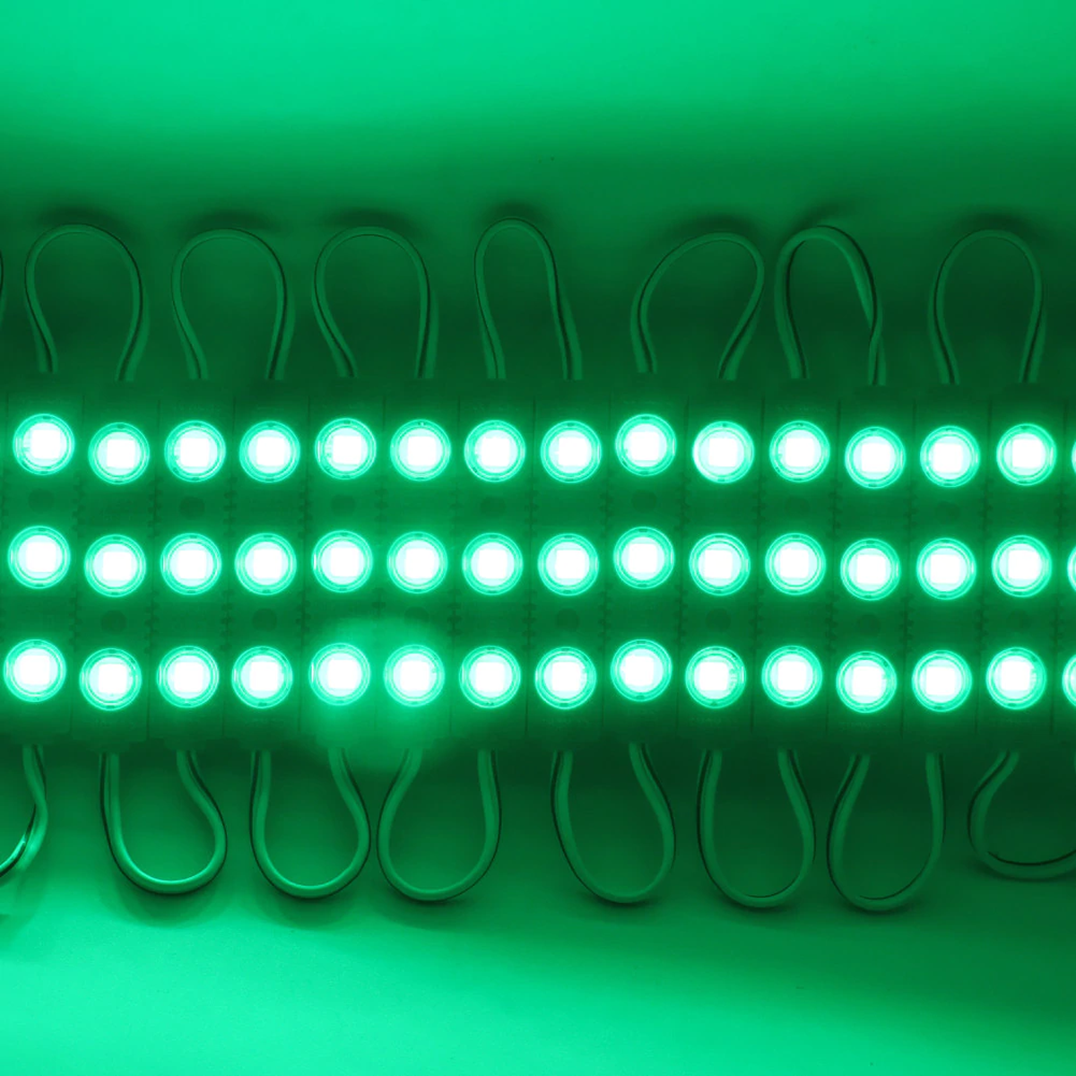 20pcs LED Green Injection Module with waterproof design, ideal for signage and decorative lighting applications.