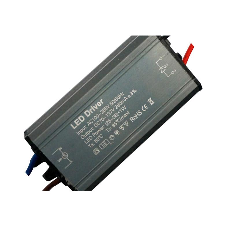 25-36W Waterproof Constant Current LED Power Supply with aluminum casing and IP67 rating, suitable for various LED lights.