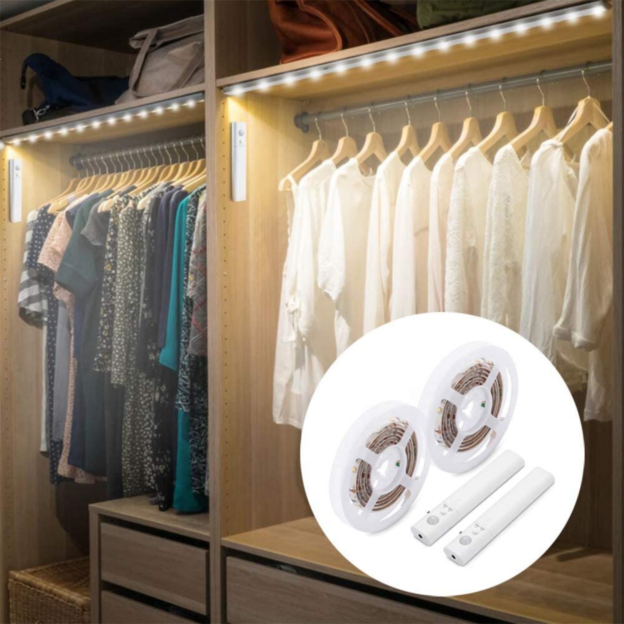 Two motion activated LED light strips, 6.5 feet long, ideal for home lighting.