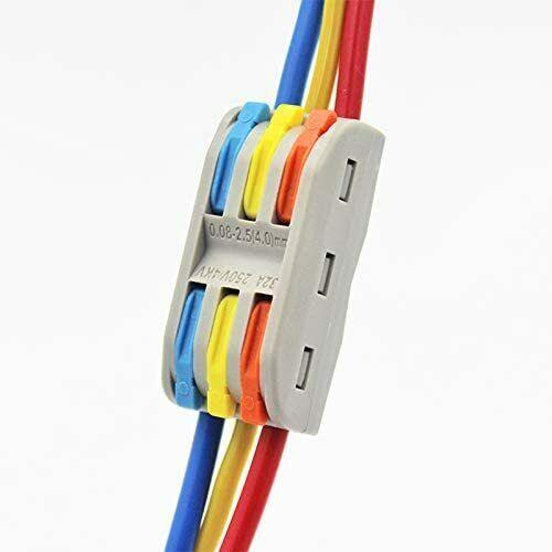 3 Way Electrical Connectors made of nylon PA66, featuring colorful interfaces for easy wire connections.