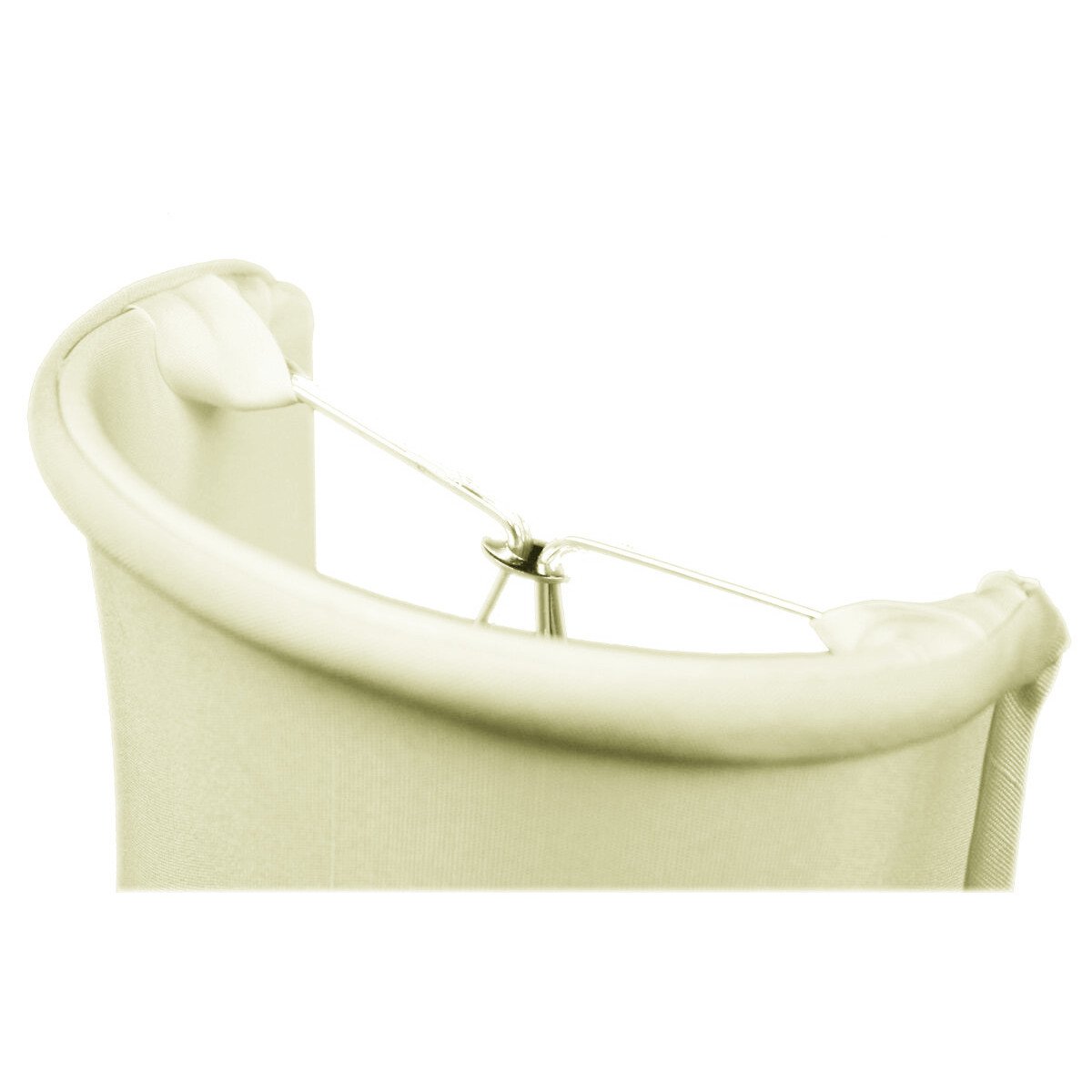 4-inch wide by 4-inch high clip-on sconce half-shell lampshade made of luxurious eggshell shantung fabric, featuring a sturdy brass and steel frame.