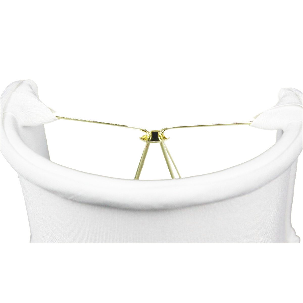 4 inch wide by 4 inch high down white clip-on sconce half-shell lampshade made from thick fabric, featuring a sturdy brass and steel frame.