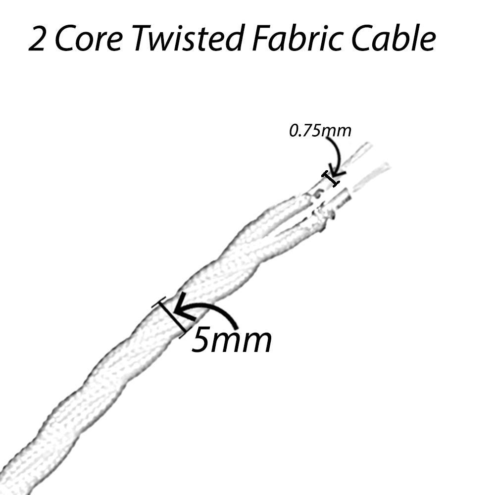 5m light brown 2 core twisted electric fabric cable, showcasing its vintage design and high-quality Italian braided fabric.