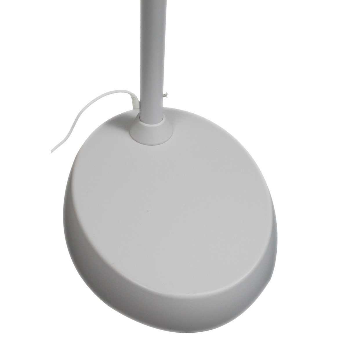 A 63-inch slim design LED floor lamp with a flexible gooseneck, featuring a soft white diffuser and a sturdy weighted base, ideal for reading and hobbies.