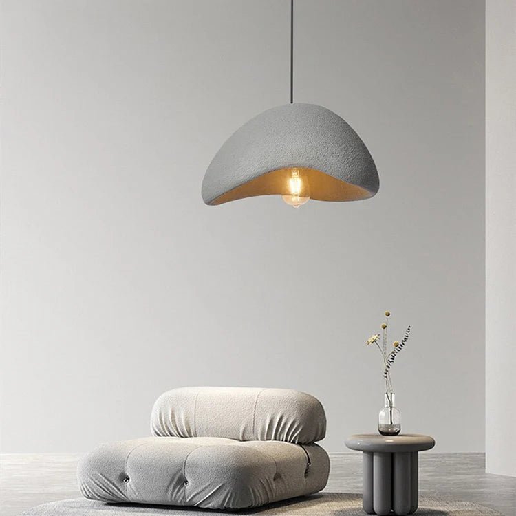 Abikoo Light - Vintage Farmhouse Resin Pendant Ceiling Light with grey lampshade and metal frame, perfect for contemporary home decor.