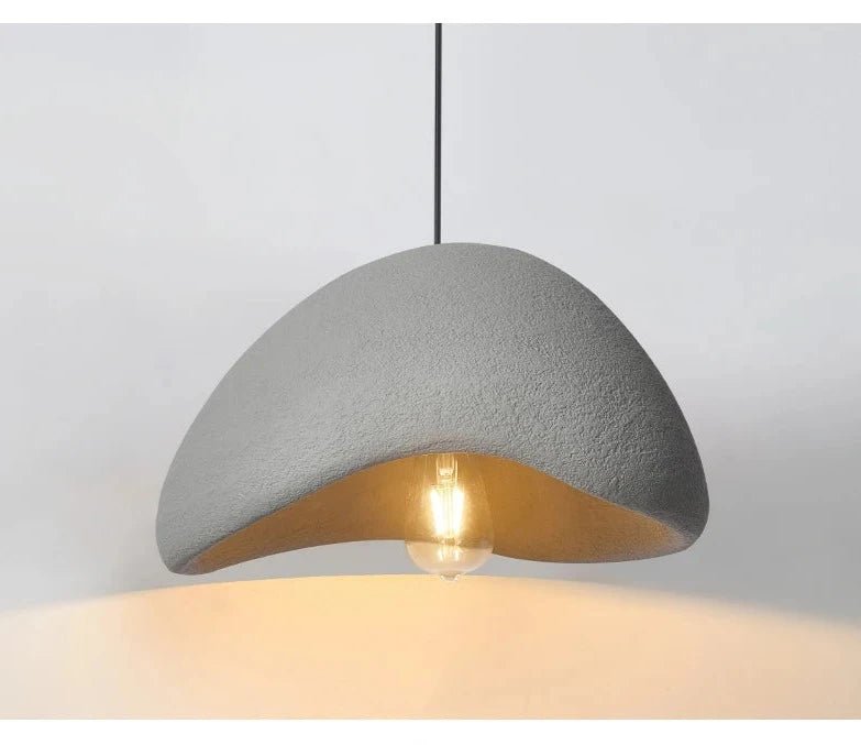Abikoo Light - Vintage Farmhouse Resin Pendant Ceiling Light with grey lampshade and metal frame, perfect for contemporary home decor.