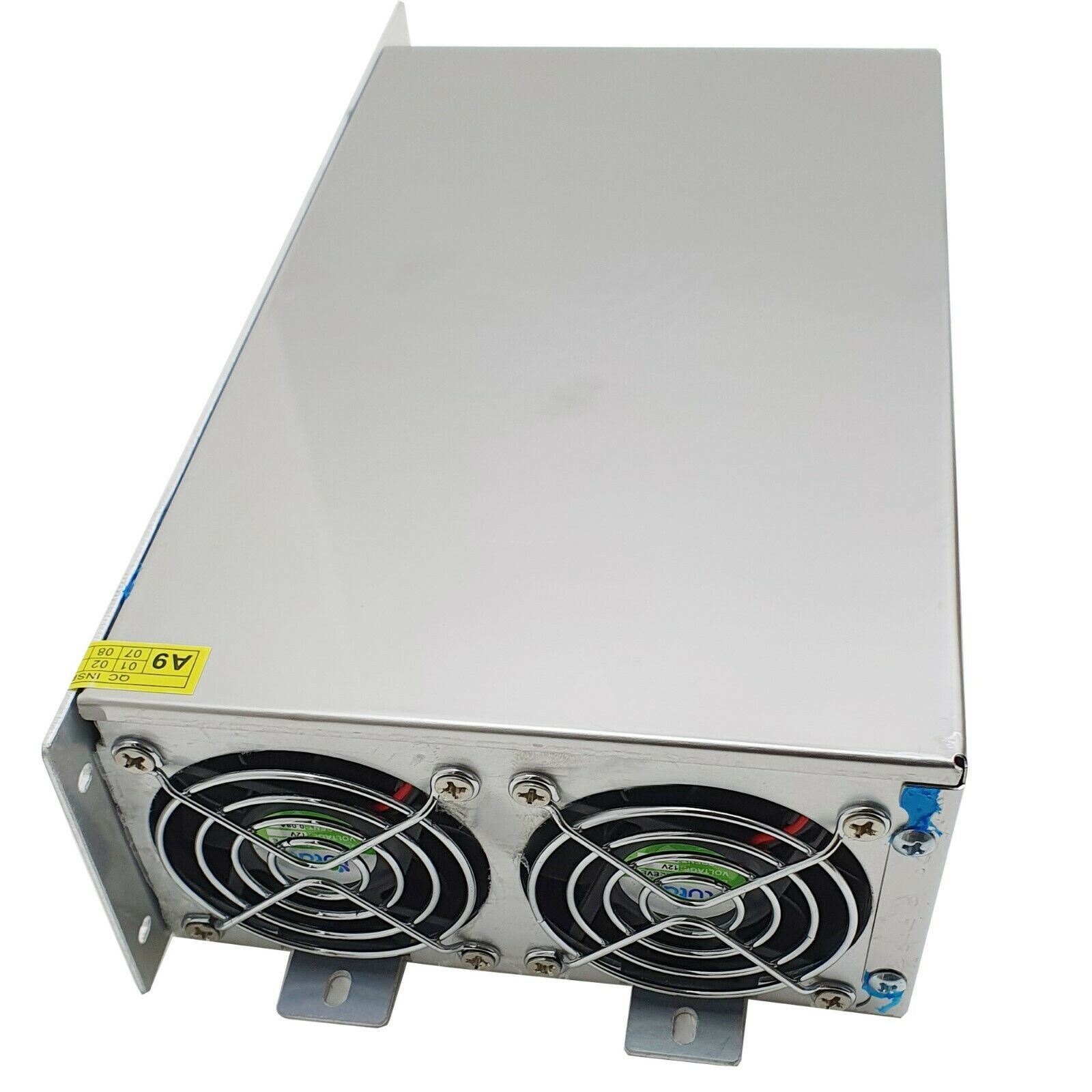 AC to DC 12V regulated switching power supply with cooling fan and safety features, ideal for LED applications.