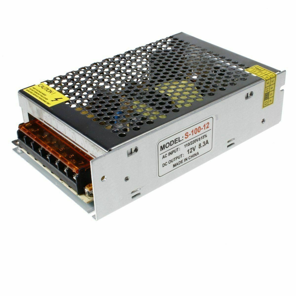 AC to DC 12V regulated switching power supply with cooling fan and safety features, ideal for LED applications.