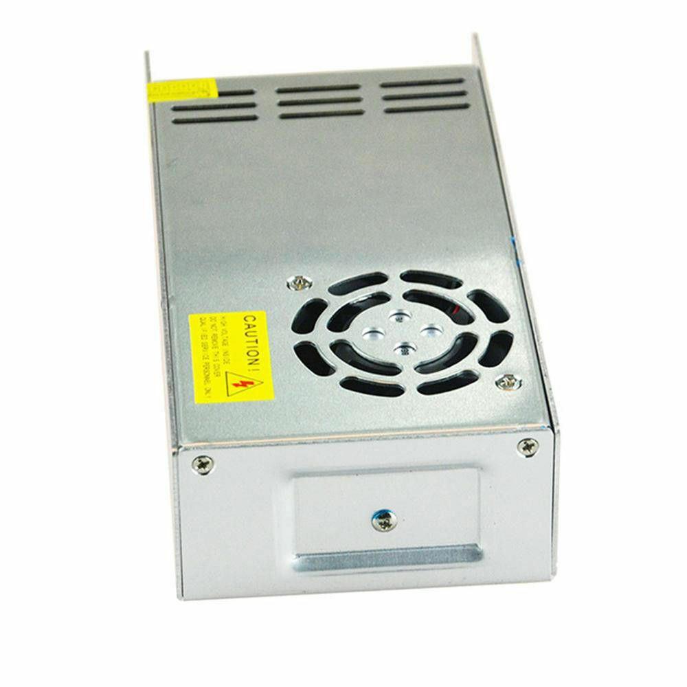 AC to DC 12V regulated switching power supply with cooling fan and safety features, ideal for LED applications.