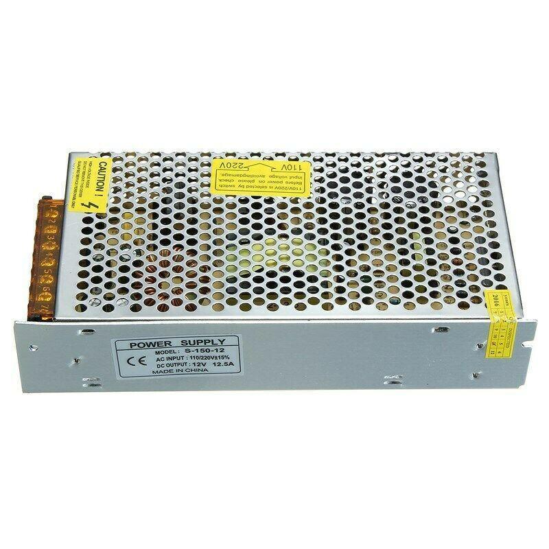 AC to DC 12V regulated switching power supply with cooling fan and safety features, ideal for LED applications.