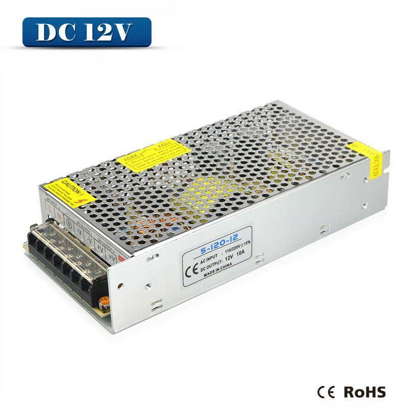 AC to DC 12V regulated switching power supply with cooling fan and safety features, ideal for LED applications.
