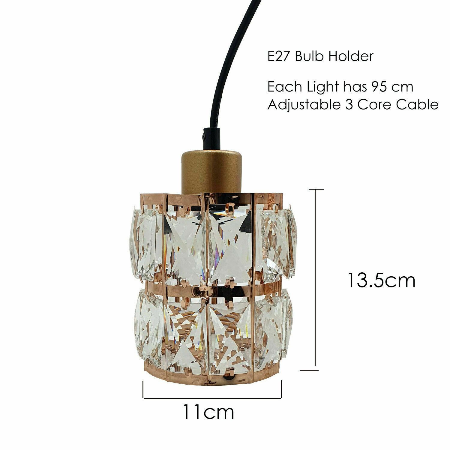 Acrylic Crystal Chandelier Style Ceiling Light with elegant design and three light shades, perfect for home and cafe decor.
