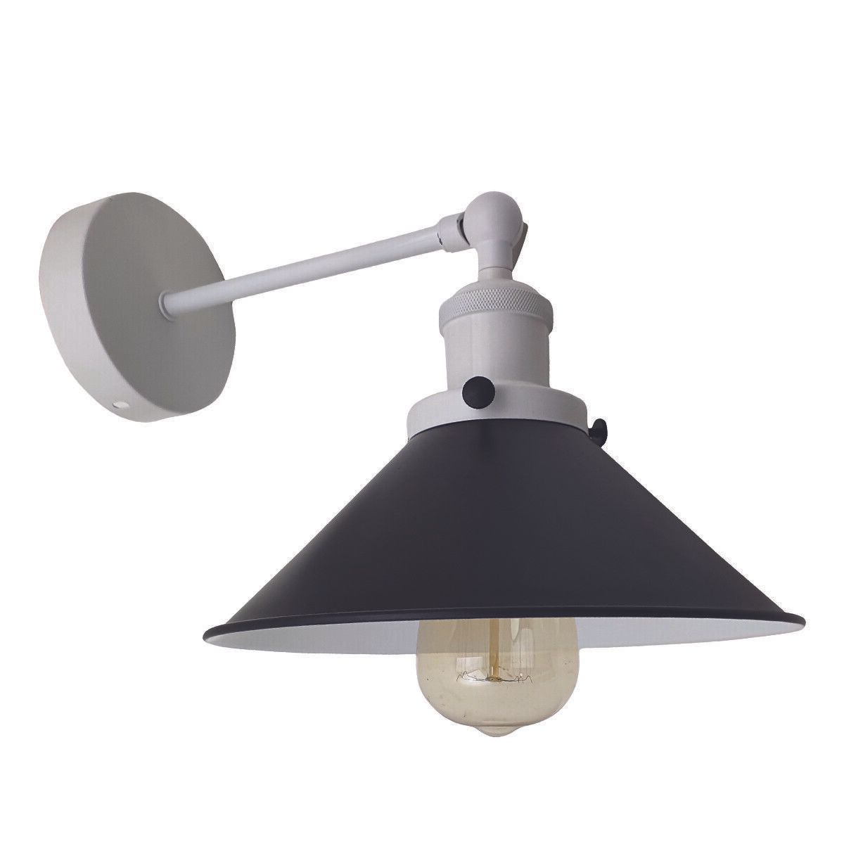 Industrial Retro Style Adjustable Wall Light Sconce in black and white, showcasing its elegant design and iron construction.