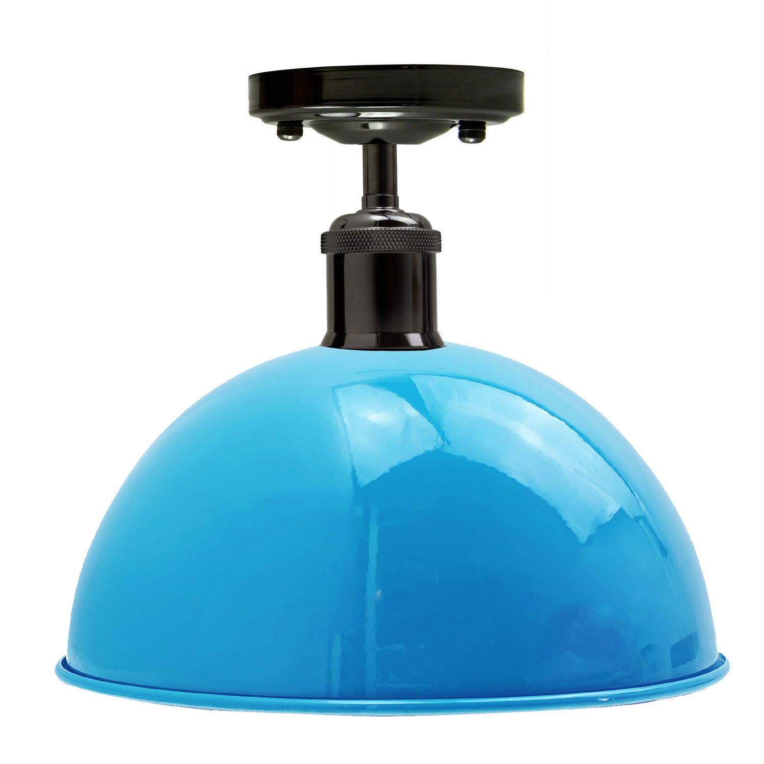 Affordable light blue ceiling light shade with shiny black accents, perfect for home and commercial decor.