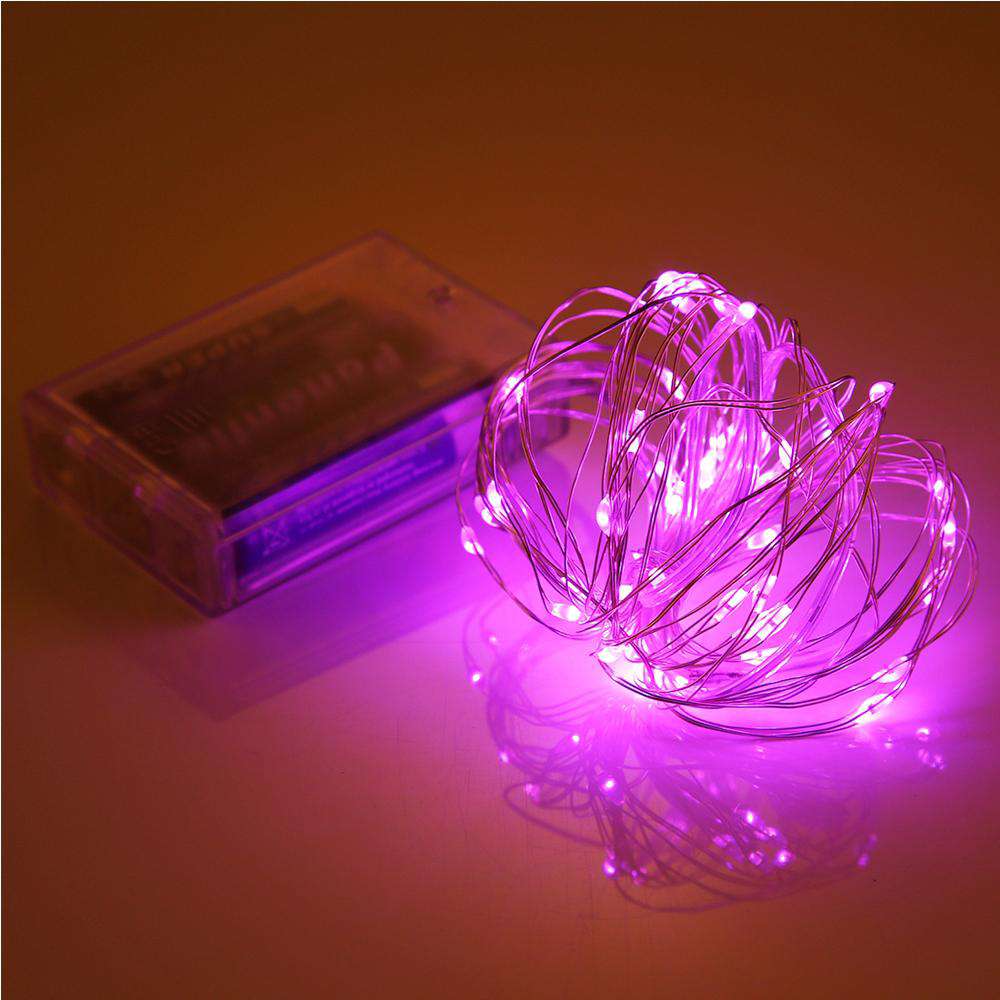 AMZER Fairy String Light featuring 50 LED lights on a flexible copper wire, designed for waterproof use and battery operation, ideal for decoration.